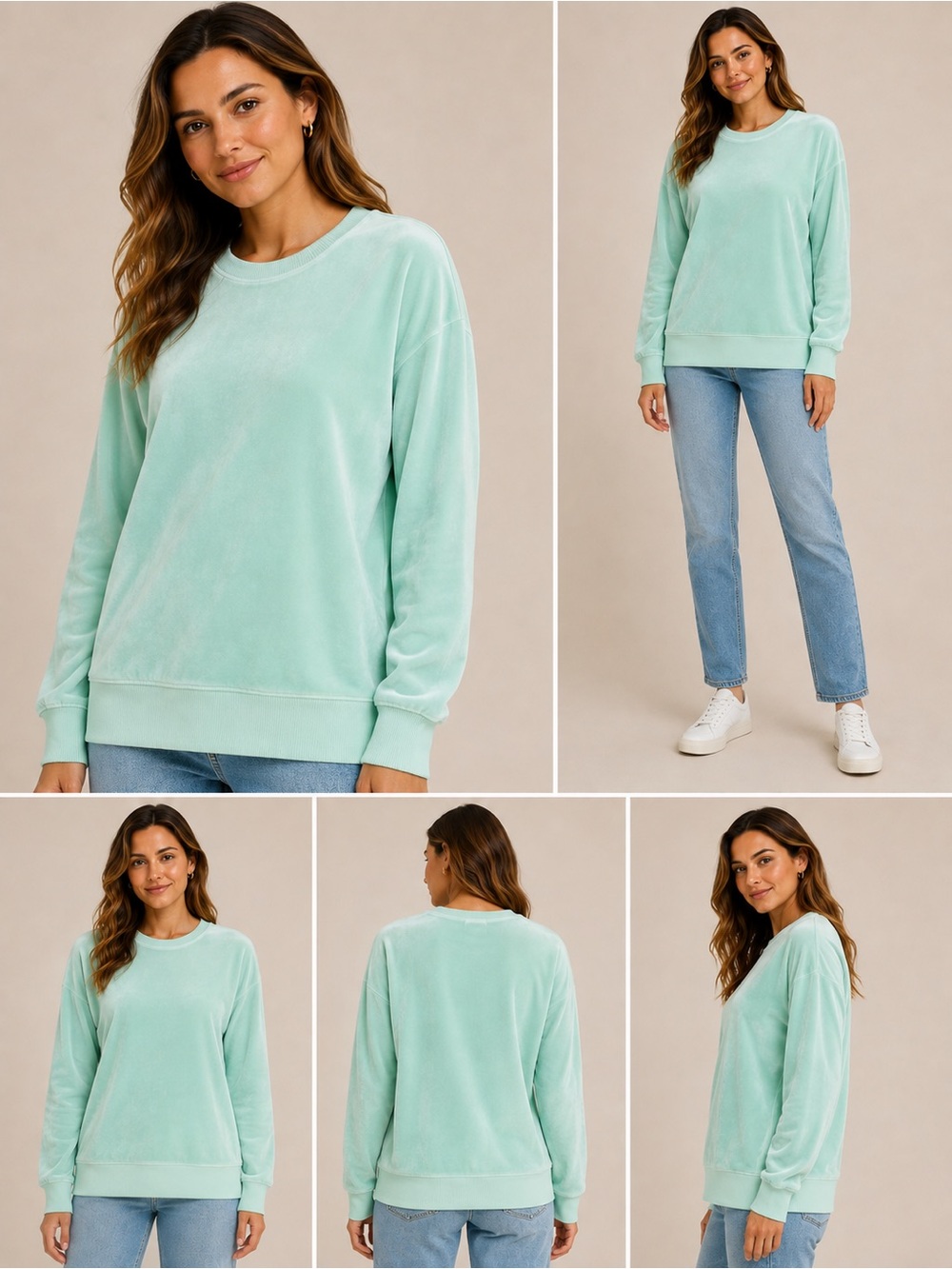 LA VIE EN ROSE - Mint Green Velour Sweatshirt